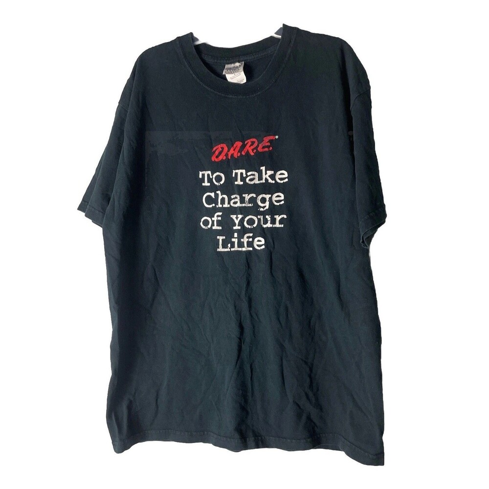 Vintage D.A.R.E Black Large T-Shirt Soft Shirt DARE TO TAKE CHARGE OF YOUR LIFE